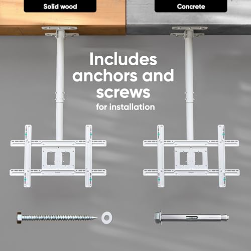 ONKRON Ceiling TV Mount 32-80 Inch, 150 lbs, VESA 100x100-600x400, White - color: White