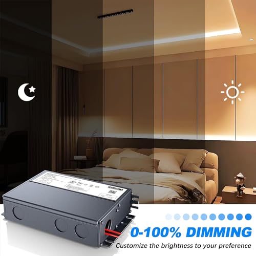 192W 24V Dimmable LED Driver, Triac/ELV/MLV AC to DC Power Supply for LED Light, Halogen Bulb, LED Transformer Compatible with Lutron & Dimmer, for Indoor/Outdoor Use - size: 192W 24V Built in Junction Box