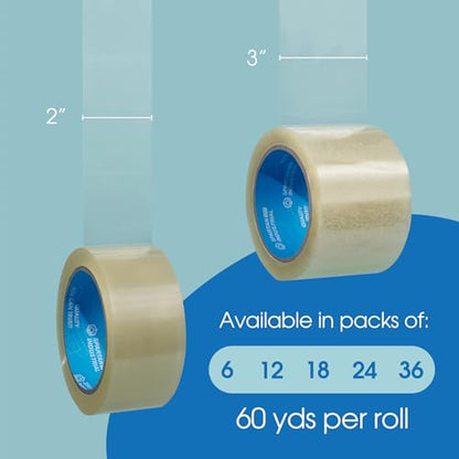 Spartan Industrial 3" X 60 yd Clear Packing Tape Rolls - 12 Rolls