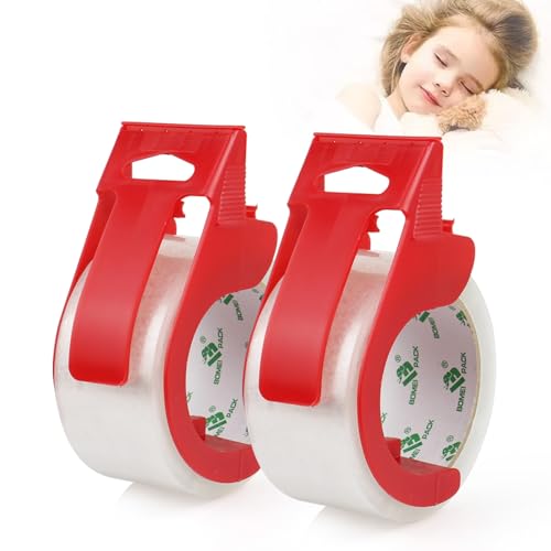 BOMEI PACK 2 Rolls Clear Noiseless Heavy Duty Packing Tape with red Dispenser, Packaging Tape 1.88 Inches x 60Yards, 2.4mil Industrial Shipping Tape for Moving Packaging Shipping, Office & Storage