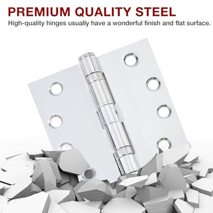 TDCHINGES Heavy Duty Door Hinges 4.5 Inch x 4 1/2" Polished Chrome Square - color: Polished Chrome, size: 3 Pack-BB