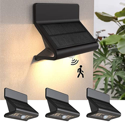 AURAXY Outdoor Solar Security Lights Motion Sensor, Waterproof LED Wall Lights, Wireless Solar Light for Home Safety, Ideal for Yard Garden Garage Porch Front Door Backyard - size: 4 Pack