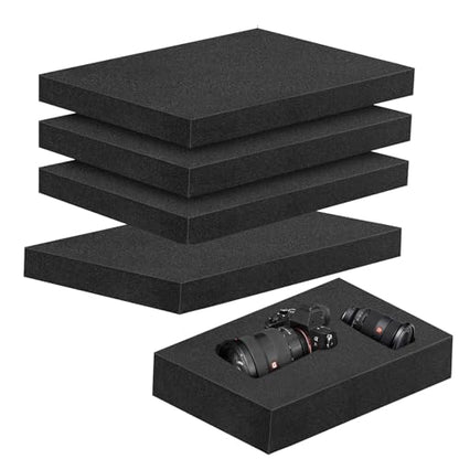 4 Pcs 16 x 12 x 1 Inches Packing Foam - Polyurethane Foam Sheet Foam Inserts for Cases Black Craft Foam for Packing Padding 1 Inch Thick for Camera Toolbox Storage - size: 4 Pcs 16 x 12 x 1 Inches