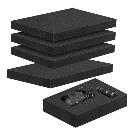 4 Pcs 16 x 12 x 1 Inches Packing Foam - Polyurethane Foam Sheet Foam Inserts for Cases Black Craft Foam for Packing Padding 1 Inch Thick for Camera Toolbox Storage - size: 4 Pcs 16 x 12 x 1 Inches