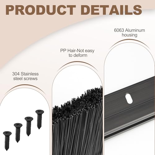 5 Pack Garage Door Brush Seal, Black Brush Sweep for Roll-Up Doors, 16.4 FT