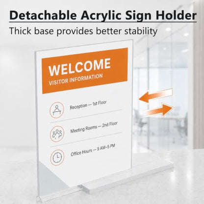 MaxGear Acrylic Sign Holder 8.5" x 11" Double Sided Acrylic Stand, 6 Pack - size: 6 Pack 8.5X11