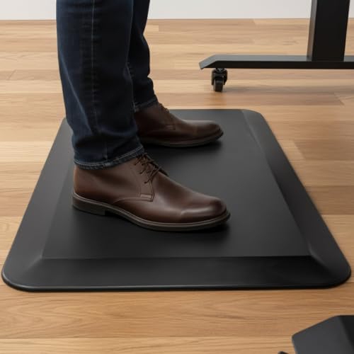 Desky Anti-Fatigue Rectangle Standing Mat Cushioned Ergonomic 85 x 75 cm Floor Mat for Sit Stand Desks, Non-Slip Beveled Edge Design, Reduces Fatigue & Pressure Office Home Workspace Comfort Mat - size: 0.8"L x 33.5"W x 29.5"Th