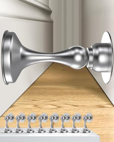 Crosize Magnetic Door Stoppers 8 Pack, Stainless Steel Door Stops, Silver - color: Silver, size: 8 Pack