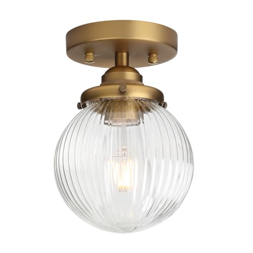 Yosoan Antique Striped Glass Indoor Flush Mount Hallway Ceiling Light - color: Antique