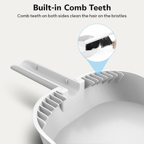 SetSail Small Dustpan and Brush Set with Comb Teeth Clean Pet Hair, White - color: White