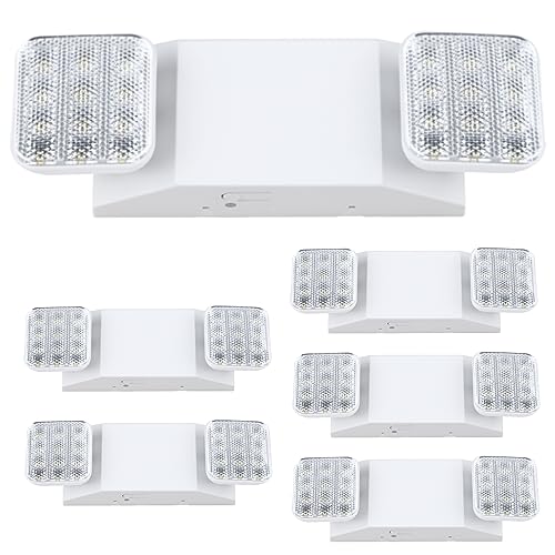KASTLITE Commercial LED Emergency Light, Square Style, 6-Pack Set - color: WHITE - SQUARE, size: 6 Pack