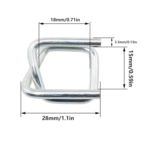 50PCS Strapping Buckle Metal Wire Buckle 1/2 Inch Heavy Duty Galvanised Wire Buckle for Polypropylene Strapping and Cordage and Wire Buckle