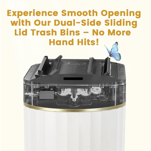 ELPHECO Motion Sensor Bathroom Trash Can with Lid 2 Gal Automatic Trash Can - color: White Gold