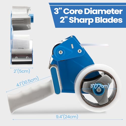 Dunzoom 6 Pack Packing Tape Dispenser Gun with 6 Roll 2 Inch Gun 2.7 Mil Heavy Duty Packaging Tape for Shipping, Moving, Carton and Box Sealing