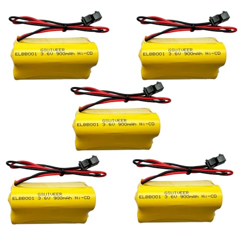 ELB B001 ELB-B001 ELBB001 3.6V 900mAh Ni-CD Exit Sign Emergency Light Battery Replacement Compatible with Lithonia EU2 LED Interstate ANIC1566 Unitech 0253799 (5 Pack)