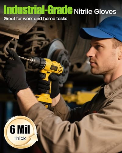 TREEGO Black Disposable Nitrile Gloves, 6 Mil, X-Large, 100 Count - color: Black 100, size: X-Large
