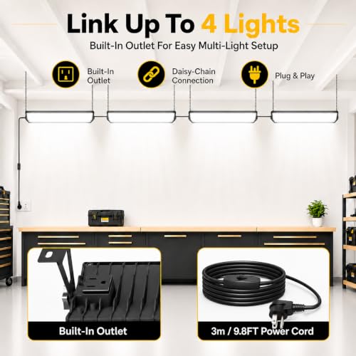 LED Shop Lights, 125W 17500LM Double-Sided Linkable Garage Lighting 2 Pack