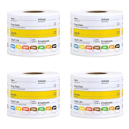 Restaurant Quality Shelf Life Food Rotation Labels Vinyl, 2” x 3” Self-Adhesive Removable Freezer Food Label, Perfect for Reusable Containers, Easy to Remove, Food Safety Date Sticker (4 Pc) - style: 4 Pc
