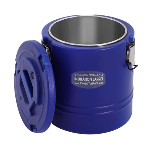 15L/3.96 Gal Insulated Soup Carrier, Stainless Steel Insulated Soup Container Bucket Hot & Cold Thermal Bucket with Lid Commercial Food Warmer for Parties Picnics Cafes Restaurants - color: Blue, size: 15L/3.96 Gal