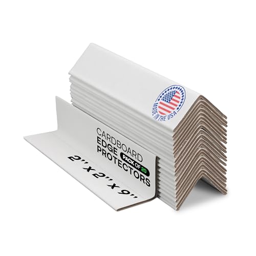 IDL Packaging 2” x 2” x 9” Cardboard Edge Protector (Pack of 20) - Corner Protectors for Shipping, Storage, & Moving – Reinforced Corner Guard Protection for Pallets, Wall Corners, & Furniture - color: White, size: 9" Length