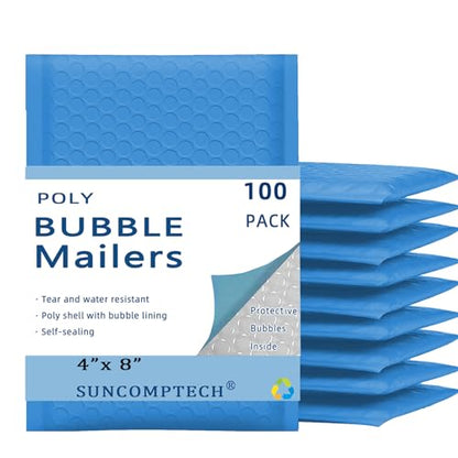 25 50 100 200 500 1000 Pieces, 4x8 inch, Self Seal Waterproof Mailing Envelopes, Poly Bubble Mailers Shipping Bags, Bubble Padded Envelopes, Bulk Color #000 (Light Blue, Usable 4 * 7 inch, 100 Pcs) - color: Light Blue, size: Light Blue, 4x7 inch, 100 Piec