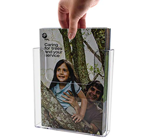 Hanging Bifold Holder with Hardware for 6.5" Printed Literature and Materials Space Saving Wall Display Booklet Take One Organizer Clear Acrylic by Marketing Holders