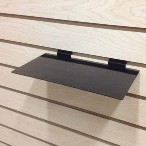 Black Slatwall Metal Large Shoe Shelf, Flat Display Shelves for Slat - 6" D X 12" L - 2 Pack - size: 2 Pack
