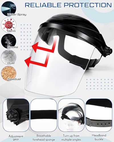 Tellegloww 4 Pcs Safety Face Shield for Grinding and Cutting, Black - color: Black