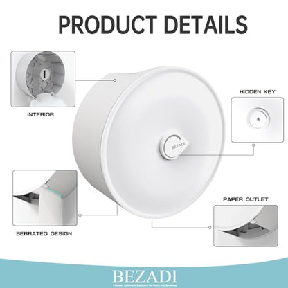 Paper Towel Dispenser Wall Mount, Jumbo Roll Toilet Paper Dispenser Key Lock Commercial Household Large Capacity White - color: White