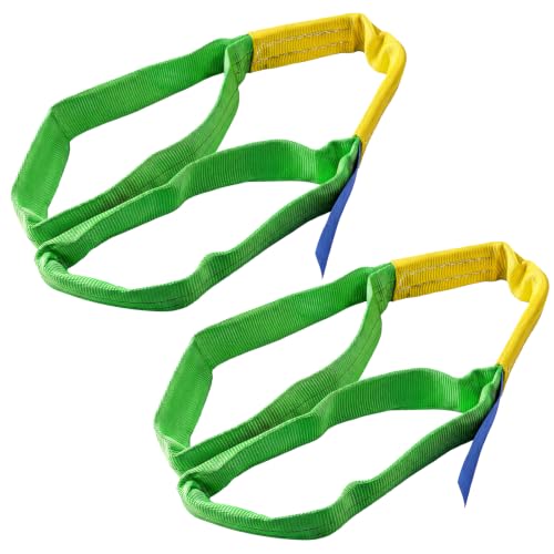 Lift Sling Straps, 2" x 6.5' Heavy Duty Endless Polyester Flat Web Sling, 2 Ton (4409 lbs) Vertical Rated Capacity, Rigging Sling for Crane Hoist, Cargo Lifting, Machinery Moving, 2-Pack - size: 2T-6.56ft(2Pack)