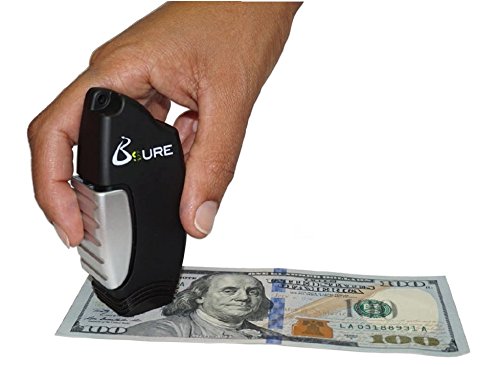 B$URE Portable Counterfeit Bill Detector - Pocket Size Fake Money Detector Perfect for Small Businesses and Restaurants – Gives Reliable Protection Against Fraud