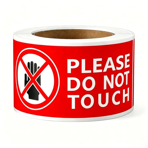 Please Do Not Touch Warning Stickers Tape, 200 Pcs Please Don't Touch Sign, 3" x 6" Safety Label Sticker, Removable Waterproof Self-adhesive Vinyl Decal for Display Items, Personal Items, Business, Facilities
