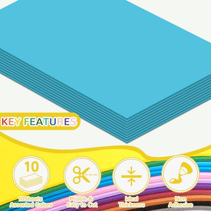10 Pack Eva Foam Sheets Craft 8 x 12 inch (Blue) - color: Blue