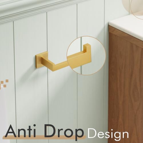 KOKOSIRI Gold Toilet Paper Holder Toilet Roll Holder for Bathroom Kitchen Washroom T-304 Stainless Steel Wall Mounted, Gold Finish, B2003BG - color: Brushed Gold, size: Without Shelf(1 Pack)