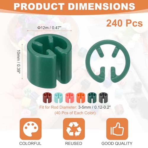 uxcell 240Pcs Clothes Hanger Size Markers,Fit 3-5mm Rod Tags,Soft Colors - color: Light Blue/Orange/Gray/Deep Pink/Brown/Dark Green