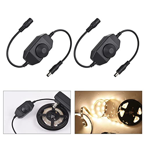 2 Pack LED Strip Light Dimmer Switch, DC 12V-24V LED Brightness Adjustable Controller for Strip Lights,LED Rope Light 3528,5050,5630 - color: Black