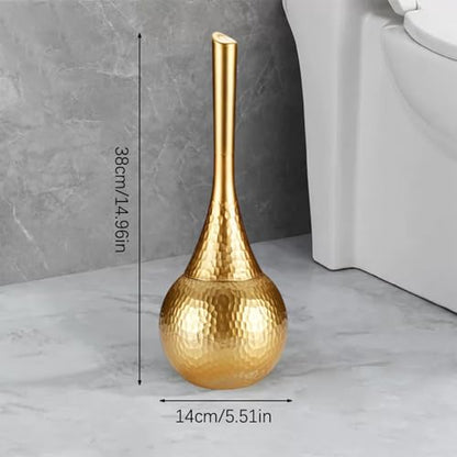 Hideaway Toilet Brush Set, Hammered Gold | Small Bathroom Space-Saver | Anti-Splash Shield & 360° Deep Clean | Housewarming Gift for Homeowners | Rust-Proof ABS Modern Bath Accessories - color: Gold
