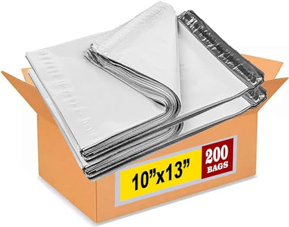 iMBAPrice Poly Mailers, 10x13 Inch, White, 200-Pack I Size #4 Heavy Duty, Self-Seal Shipping Envelopes, Waterproof & Tear-Resistant, For Clothes, Books, Small Business - color: White, size: 10" X 13"