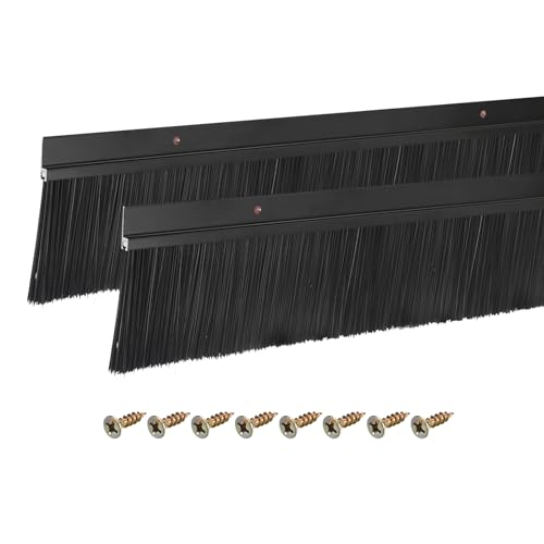 uxcell 2Pcs Door Brush Bottom Sweep H-Shape Aluminum Alloy Base with 2.8-inch Nylon Brush for Home, Industrial (39-inch L x 3.7-inch W, Black) - color: Black, Black, size: 39-inch x 3.7-inch x 2.8-inch