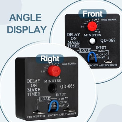 QD-068 Delay on Make Timer, 0.03-10 Min Adjustable HVAC Relay