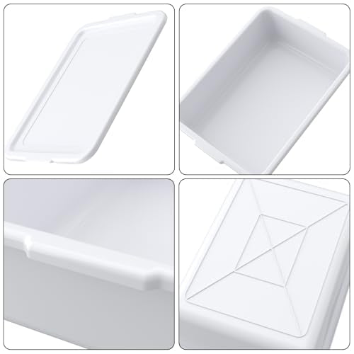 13 L Commercial Bus Tubs with Lid, White Plastic Bus Box, 12 Pack