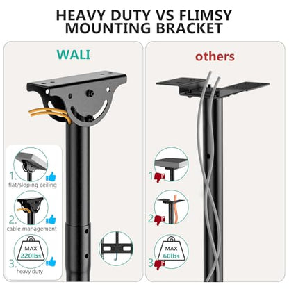 WALI Long Arm Ceiling TV Mount for Most 37-90 inch Large TVs, up to 220 lbs - color: Black (800x400mm), size: 5 feet