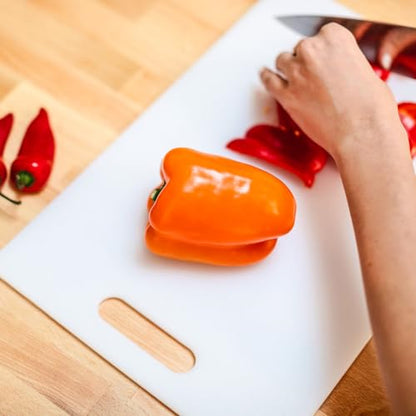 Dexas NSF Polysafe Cutting Board with Handle, 9.5 x 15 Inches, Reversible Non-Slip Kitchen Cutting Board, White - size: 9.5"L x 15"W, style: Flat