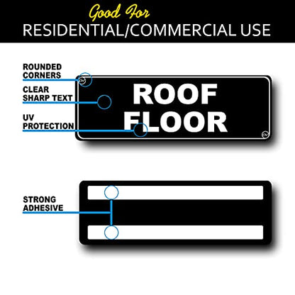 Floor Sign for Door, Acrylic Plastic, Black and White, Rounded Corners, Durable, Long Lasting with Double Sided Tape in the Back - 3" x 9" (Roof) - style: Roof