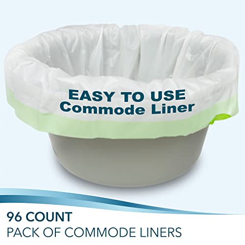 TidyCare Bedside Commode Liners for Portable Toilet Chair Bucket and Bedpan | Value Pack of 96 Disposable Waste Bags for Adults in Medical Care | Universal Fit Portable Toilet Liners - size: 1 Count (Pack of 96)