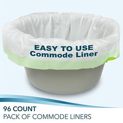 TidyCare Bedside Commode Liners for Portable Toilet Chair Bucket and Bedpan | Value Pack of 96 Disposable Waste Bags for Adults in Medical Care | Universal Fit Portable Toilet Liners - size: 1 Count (Pack of 96)