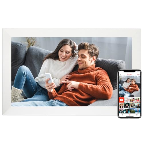 Frameo 15.6 Inch Digital Picture Frame WiFi, White Digital Photo Frame 1920x1080 IPS HD Touchscreen, 32GB Storage Share Photos/Videos, Tabletop&Wall-Mounted, Wedding, Birthday, Gifts for Loved Ones - color: 15.6 inch-White-Support Wifi