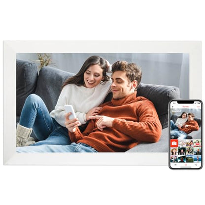 Frameo 15.6 Inch Digital Picture Frame WiFi, White Digital Photo Frame 1920x1080 IPS HD Touchscreen, 32GB Storage Share Photos/Videos, Tabletop&Wall-Mounted, Wedding, Birthday, Gifts for Loved Ones - color: 15.6 inch-White-Support Wifi