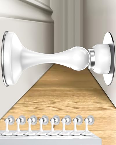 Crosize Magnetic Door Stoppers 8 Pack, Stainless Steel Door Stops, White - color: White, size: 8 Pack