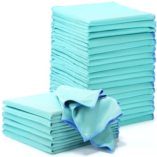 Maxcheck 24 Pack Microfiber Glass Cleaning Cloths, 16" x 16", Green - color: Green